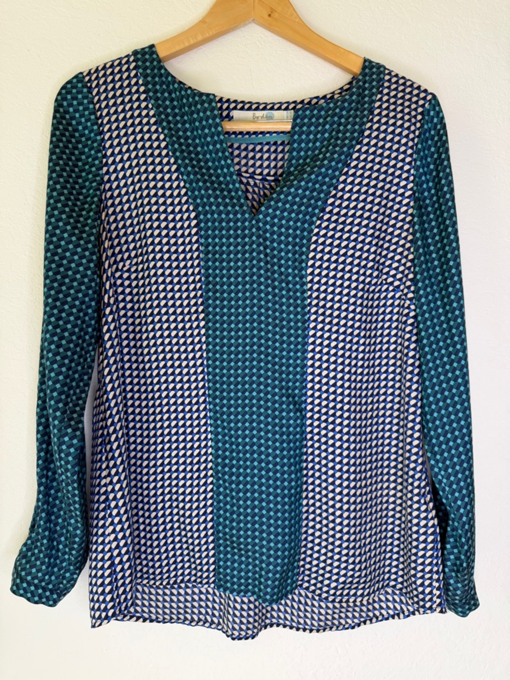 Boden Geometric Silk Blend Blouse